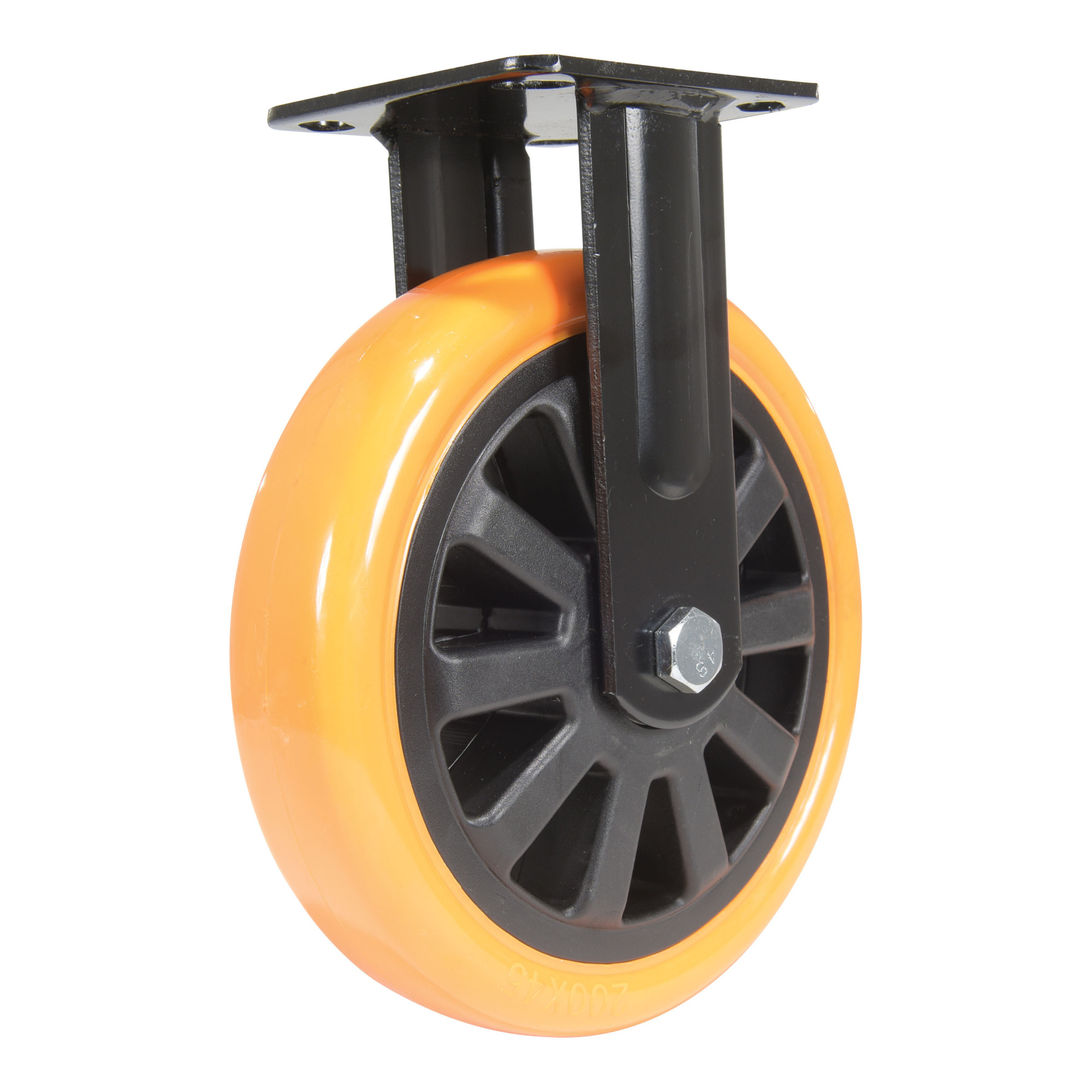 Vestil Polyurethane Rigid Caster - 8in. Wheel Diameter, Zinc Plated, Non-Marking, Model# CST-BN-8X2PUP-R